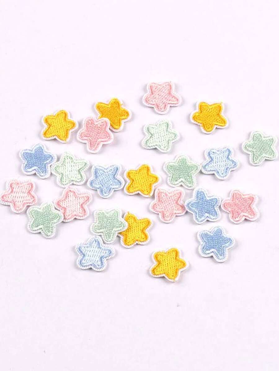 10pcs 18x18mm Mixed Color Delicate Pentagram Patches For DIY Clothing/Bag/Headwear Decoration, Personalized Sewing Accessories, Small Patches With Hot Melt Adhesive - Multicolor - View 1