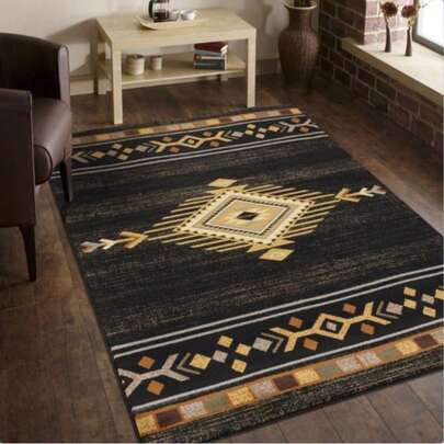 1pc Southwest Geometric Pattern Area Rug, Suitable For Indoor Office And Home Use Bathroom Decor