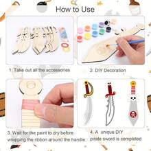 4pcs/8pcs Wooden Sword-Shaped Cutouts, Suitable For Painting And As Decorative Hanging Ornaments For Holidays, Weddings, Pirate-Themed Birthday Parties - Multicolor - View 7