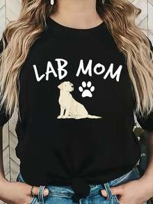 Camiseta de Labrador Retriever Mamá de Perro Cachorro Amante de Mascotas - Negro - Ver 1