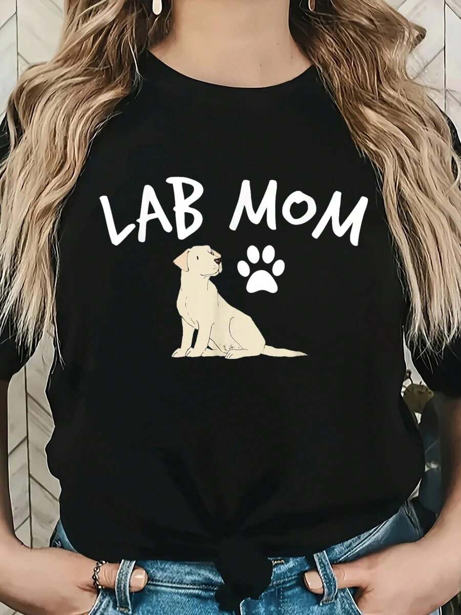 Camiseta de Labrador Retriever Mamá de Perro Cachorro Amante de Mascotas - Negro - Ver 1