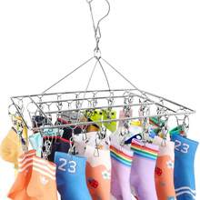 1pc 40 Clips Stainless Steel Windproof Clothes Rack Hanger Outdoor Drying Rack Clothes Drying Rack For Laundry And Outdoor Use With Heavy Duty Clips - Silver - View 5