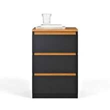 Beijing Bedside Table For Bedroom, 3 Drawers, Organizer, Compact MDF - 黑色 - 查看 4