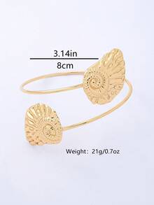 1 chiếc vòng tay hình vỏ sò màu vàng kim loại cổ điển thời trang, phụ kiện đa năng phù hợp cho phụ nữ đi nghỉ mát. - Ốc vàng - Xem 2