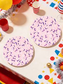 20个/40个/60个粉色和紫色派对餐盘 紫色韩流纸盘 甜点小吃派对餐盘套装 适用于紫色公主生日派对、婴儿派对、歌手明星主题派对用品 - 粉色 - 查看 4