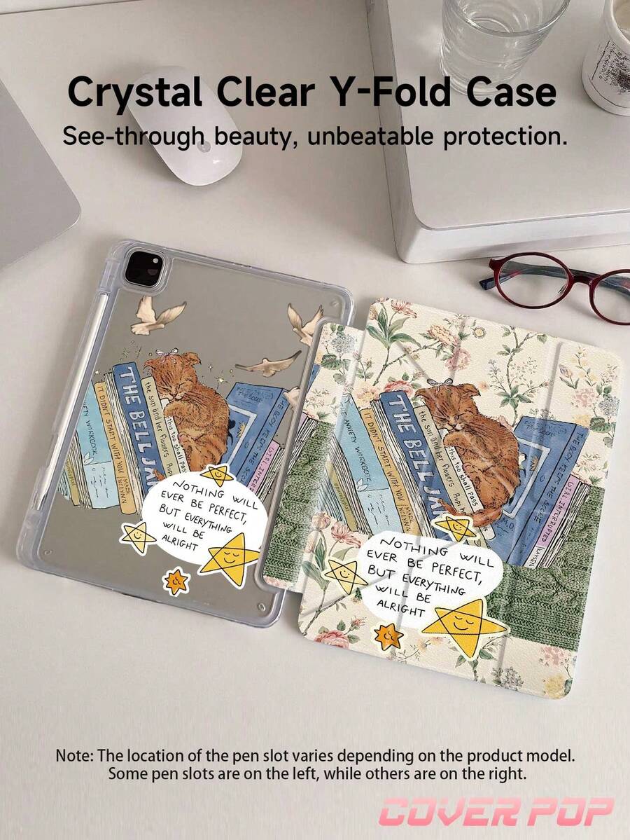 Cat Flower Collage Case Compatible With Air 4/5 10.9 Inch, 7/8/9th 10.2 Inch, (A16) 11 Inch 11th Generation 2025,Built-In Pencil Slot Compatible With Samsung Galaxy Tab A9 11 Inch, Tab A9 8.7 Inch, Cute Style Case, Back To School, Valentine's Day