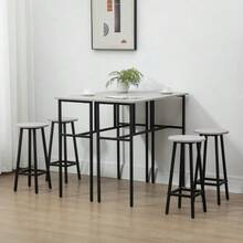 Dining Room Set, 6-Piece Set Including 2 Bar Tables And 4 Bar Stools, Industrial Style, Particle Board And Steel, Grey And Black. - Grey - View 2