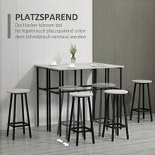 Dining Room Set, 6-Piece Set Including 2 Bar Tables And 4 Bar Stools, Industrial Style, Particle Board And Steel, Grey And Black. - Grey - View 5