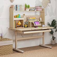 Kids Study Desk W/Tilt Desktop Retractable Book Stand & Pegboard Pen Holder - Yellow - View 4