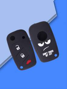 1pc Black Silicone Key Fob Cover, Anti-Drop Protection, 3 Buttons, Suitable For Fiat Cars - A - View 4