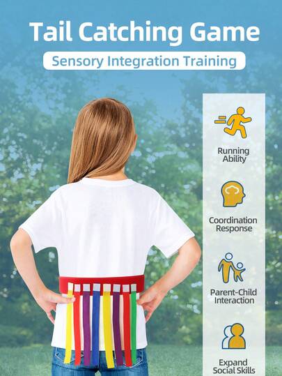 1 Set Adjustable High Elastic Children's Tail Belt, Multi-Color Hook And Loop Tail, Sensory Integration Training Parent-Child Interactive Toy, Children's Day Gift Set
