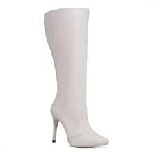 Women's High Heel Boot, 11cm Stiletto Heel, Pointed Toe, Long Shaft, Comfortable - PROMOTION - trắng - Xem 3