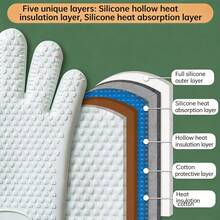 2 Pairs Heat Resistant Microwave Oven Gloves, High Temperature Silicone Microwave Oven Gloves, Heat Resistant Gloves, Thick Silicone Microwave Oven Gloves, Suitable For Microwave Oven, Baking And Kitchen, With High Temperature Insulation Function. - Multicolor - View 4