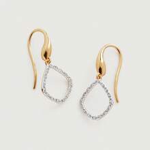 奢华时尚镀金独特S925纯银锆石风筝形耳坠，专为女孩设计 - Zircon Earring - 查看 9