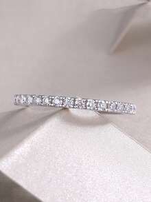 925er Sterling Silber Moissanit Ring, hypoallergen, Verlobungs-/Eheringr, minimalistisches einzigartiges Design, vielseitig für den täglichen Gebrauch, Hochzeits-/Jahrestags-/Geburtstagsgeschenk, kommt mit Geschenkbox und Zertifikat - Silber - Übersicht 6