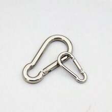 304 Stainless Steel Carabiner Clip, Mini Pear-Shaped Spring Hook For Outdoor,Keychain - Small Safety Locking Carabiner - Silver-M4 - 查看 4
