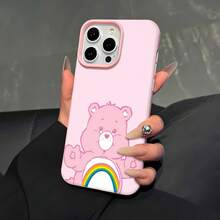 Estuche para teléfono con patrón de arcoíris de oso rosa compatible con  17,  16 Pro Max,  15 Pro Max,  13 y  12 Diseño texturizado elegante a prueba de golpes, apto para niños y divertido, un gran regalo para familiares, amigos, amantes, novios, novias y el Día de San Valentín. - Rosa - Ver 4