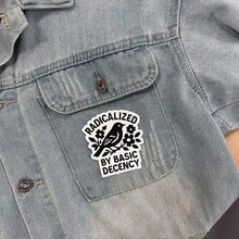 1pc "For Justice" Embroidered Patch, Vintage Patch, Floral & Bird Patch, Black & White Patch, Awakening & Freedom Patch, Suitable For Denim, Jackets, Hats, Bags, Creative Gift, Express Personalized, Iron-On/Sew-On - Black and White - View 3