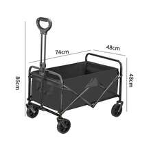 150kg Capacity Folding Utility Wagon With 5 Inch Detachable Wheels & Adjustable Handle, Portable Cart For Camping - Black - View 2