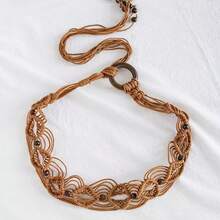 Women Woven Tassel Belt Braided Waistband Tie Strap Boho Girls Wide Waist Rope Chain Waist Belts Dress Waistband Accessories - 咖啡 - 查看 6
