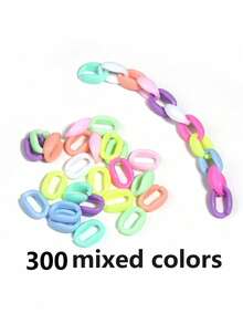 100/200/300/500 Stücke Mehrfarbige Acryl Kette Kunststoff Offener Ring Schlüsselanhänger DIY Schmuckzubehör, Regenbogenfarben Offene Kette - Verschiedenfarbig - Übersicht 18