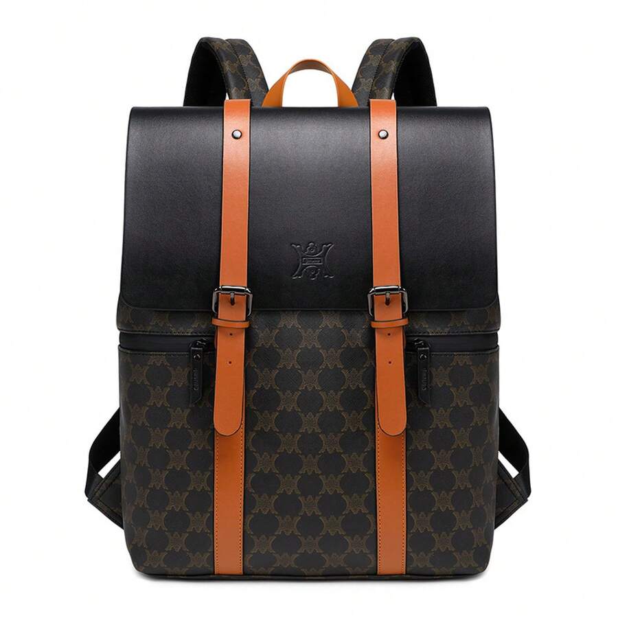 Men Fashion Backpacks - Printed Orange - View 1