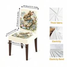 1/2/4/6/30 Stücke Ostern Hase & Blumenmuster Esszimmerstuhl Bezüge, Landhausstil Design, geeignet für Esstisch & Raumdekoration, festliche Atmosphäre, abnehmbar & waschbar Stuhlbezüge - Verschiedenfarbig - Übersicht 8