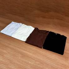 Basic Plain T-Shirt Kit Of 4 Units, Earth Tones, 100% Cotton - Nhiều màu - Xem 3
