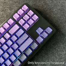 130+ Teclas con líneas degradadas, textura agrietada, caracteres retroiluminados impresos lateralmente, compatibles con 104/98/87/75/68/64/61 teclas - Morado - Ver 8