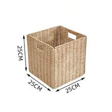 4pcs Foldable Paper Rope Storage Baskets With Handles, Rectangular Collapsible Woven Storage Boxes, Suitable For Organizing Shelves, Living Room, Bedroom, Food Storage, Suitable For Ramadan And Eid Al-Fitr Decoration - Random Color - View 11