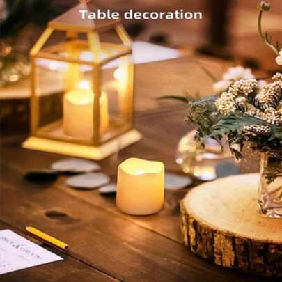 6pcs Battery Powered Warm White LED Tea Lights, Suitable For Wedding, Dining Table, Festivals, Valentine's Day, Ramadan Decoration