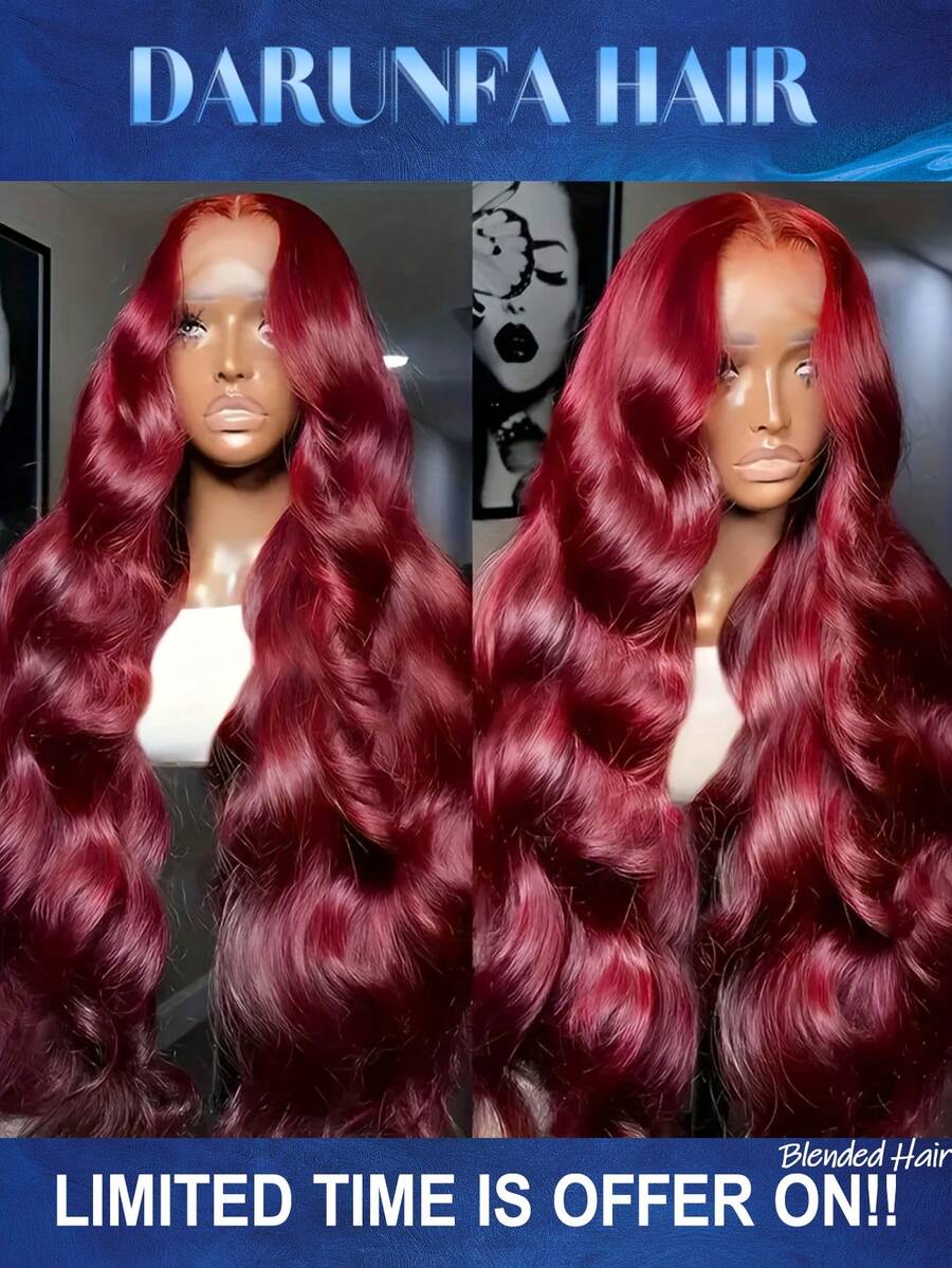 200 Density Body Wave 13x4 Hd Lace Frontal Wig Blended Human Hair 13x4 Hd Burgundy 99J Pre Plucked Lace Wigs For Women Lace Front Hair Wigs - SBUG - View 1