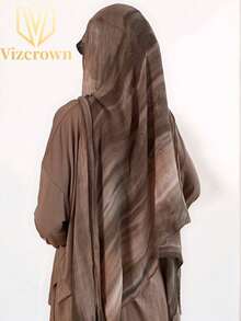 1pc Modest Hijab Asymmetrical Tie-Dye Tie Dye Muslim Headscarf, Soft And Breathable Modal Hijab Shawl - Multicolor - View 3