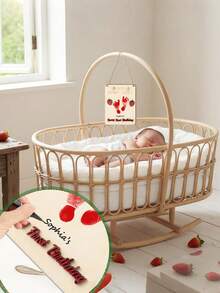 2pcs/1set - Baby First Birthday DIY Footprint/Handprint Hanging Decoration With 3D Berry Theme Wooden Strawberry Footprint Artwork, Newborn Commemorative Gift, Gender Neutral For Boys And Girls, Strawberry Theme First Birthday Decoration, First Birthday Photography Prop, Nursery Decor - Multicolor - View 3