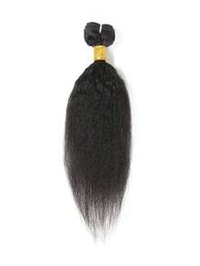 Yaki直发发束，真人发，未经加工的处女发，10-22英寸，卷曲直发接发，适合女性日常佩戴，自然色 - Natural Black - 查看 2