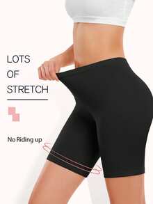 3条装女士纯棉拳击短裤，骑行短裤，亲肤舒适内裤，防摩擦内裤，四季皆宜，圣诞节礼物 - 彩色 - 查看 4