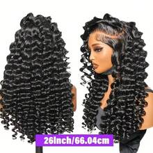 Body Wave 200% Density 13x4 HD Transparent Lace Frontal Blended Human Hair Wigs 34 Inches Brazilian Pre Plucked With Baby Hair Water Wave Lace Front Wig For Women Natural Black - Natural & Black - View 5