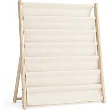 7 Tier Fabric Bookshelf With Deep Pockets Wood Frame Standing Book Rack Space Saving Display Storage For Books Magazines Albums Home And Office Organiser - 75*31*79CM - View 9