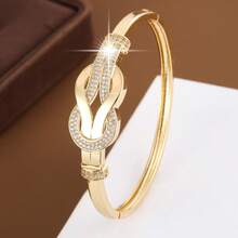 1pc Minimalist Twisted Rope Knot Design Artificial Zirconia Inlaid Women Fashion Bracelet - Multicolor - View 1
