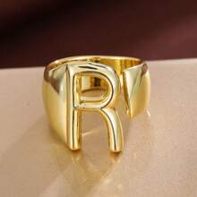 1pc Minimalist Plain Letter Design Adjustable Open Ring For Women - Multicolor - View 35