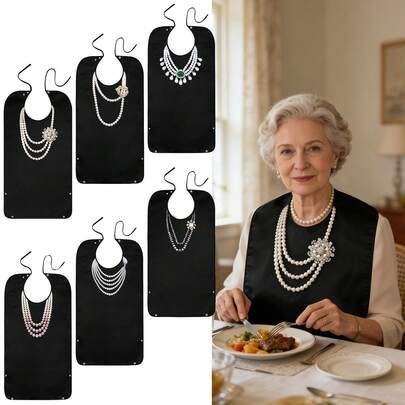 One-Piece Printed Adult Dining Bib, Elderly Mealtime Apron, Optional Food Crumb Catcher Pocket, All-Season Stain-Resistant Clothing Protector, Suitable For Seniors And Adults, Makes A Great Gift For Friends And Mothers.