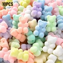 10颗可爱毛绒小熊软糖珠，12*18mm竖孔，趣味小熊亚克力珠子吊坠，适合女性珠宝制作，手链项链DIY派对耳环 - 小熊 - 查看 9