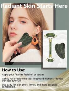 2pcs Natural Stone Roller Massage Scraping Tool Set, Easy To Use - 1 - View 2