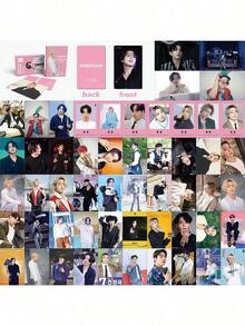 Set de 5 piezas/6 piezas/124 piezas/92 piezas de tarjetas fotográficas coleccionables de KPOP BT/S JIMIN V J-HOPE RM JIN COR-TIS MARTI JAMES JUHOON SEONGHYEON KEONHO - Kit de scrapbook hecho por fans, tarjetas de intercambio con caja de exhibición, set de marcadores, tarjetas de colección como regalo de cumpleaños de K-Pop, regalo del Día de San Valentín, pequeño regalo para apoyar al grupo popular - Gris Claro - Ver 17