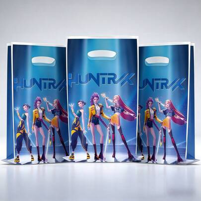 10pcs K-Pop Idol Group Printed PE Gift Bags, Waterproof Party Favor Bags With Handles, Reusable Birthday Party Candy Packaging Gift Bags (Due To Production Process And Transportation, There May Be Slight Color Difference And Minor Defects, Which Are Within Normal Range. Random Styles)