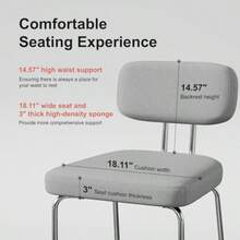 Bar Stools Set Of 2 Kitchen Counter Stools With Backs And Metal Legs 26 Inch Barstools For Counter Height Fabric In Gray - Fabric In Gray - View 6