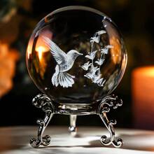 60mm/80mm Black Obsidian Crystal Ball With Silver Base, Feng Shui Divination Ball, Home Decor Photography Prop, Christmas & Halloween Decoration Gift - A - View 5