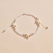 1pc Bohemian Beach Style Minimalist Fashion Beaded Sea Star Anklet, Women Summer Daily Commute & Holiday Wear - Multicolor - View 3