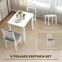 3-Piece Table And Chair Set, Ideal For Small Spaces. Upholstered Chairs, Space-Saving, MDF, White. - White - View 4