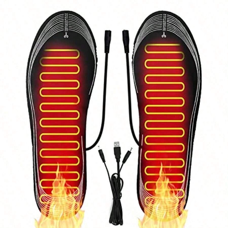 Fully Heated Shoe Insoles With USB Plug, Comfortable Fit, Overheat Protection, Suitable For Skiing, Camping And Hunting - Black - View 1